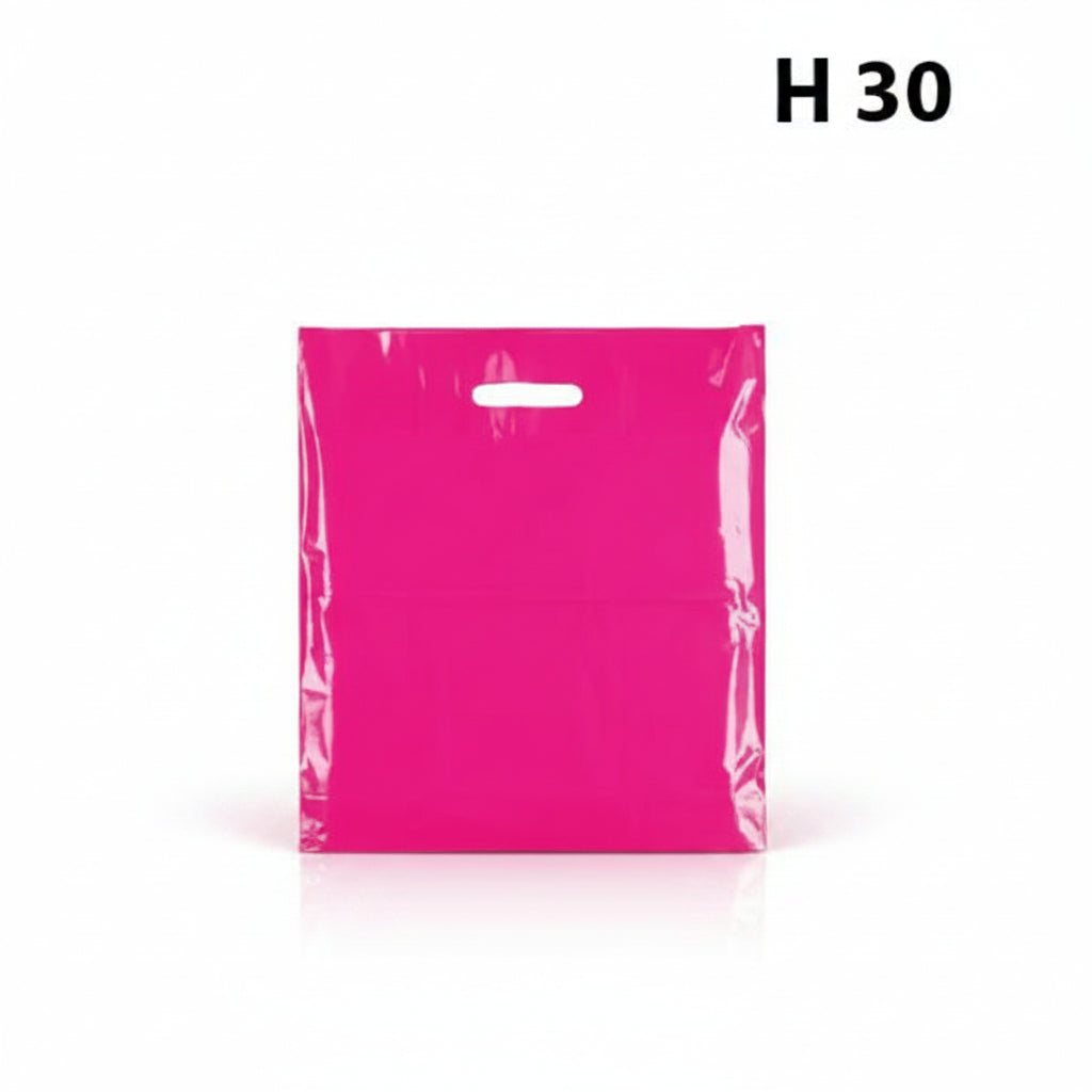Lille pink plastpose med forstærket håndtag