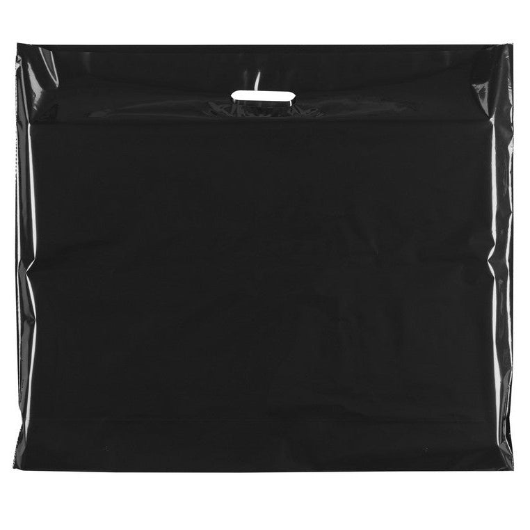 Plastiktüte, extra groß, schwarz, 100er-Packung, 60 Mikron, B 70 x T/B 15 x H 60 cm, verstärkte Griffe