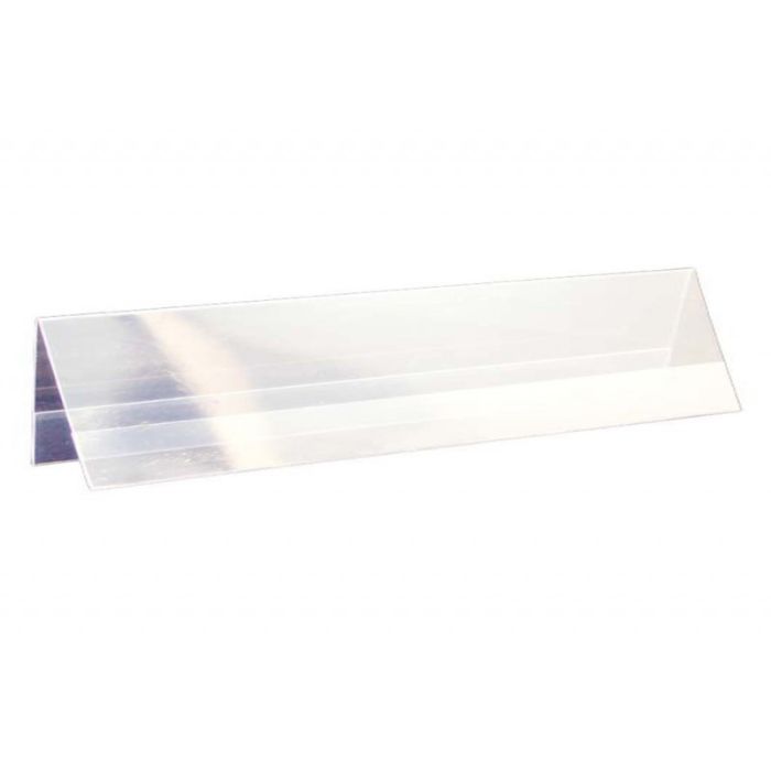 Dreieckiges Display, horizontal, doppelseitig, für den Tisch, 30 x 5,3 cm (Höhe).