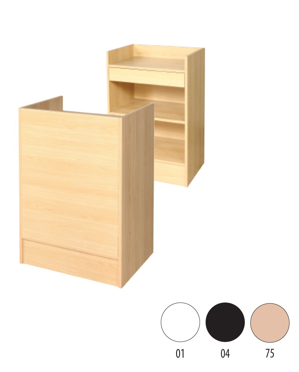 Slimline Disk Kassenmodul mit eingelassener Ablage, weiß, H 96 x B 61 cm x T 46 cm