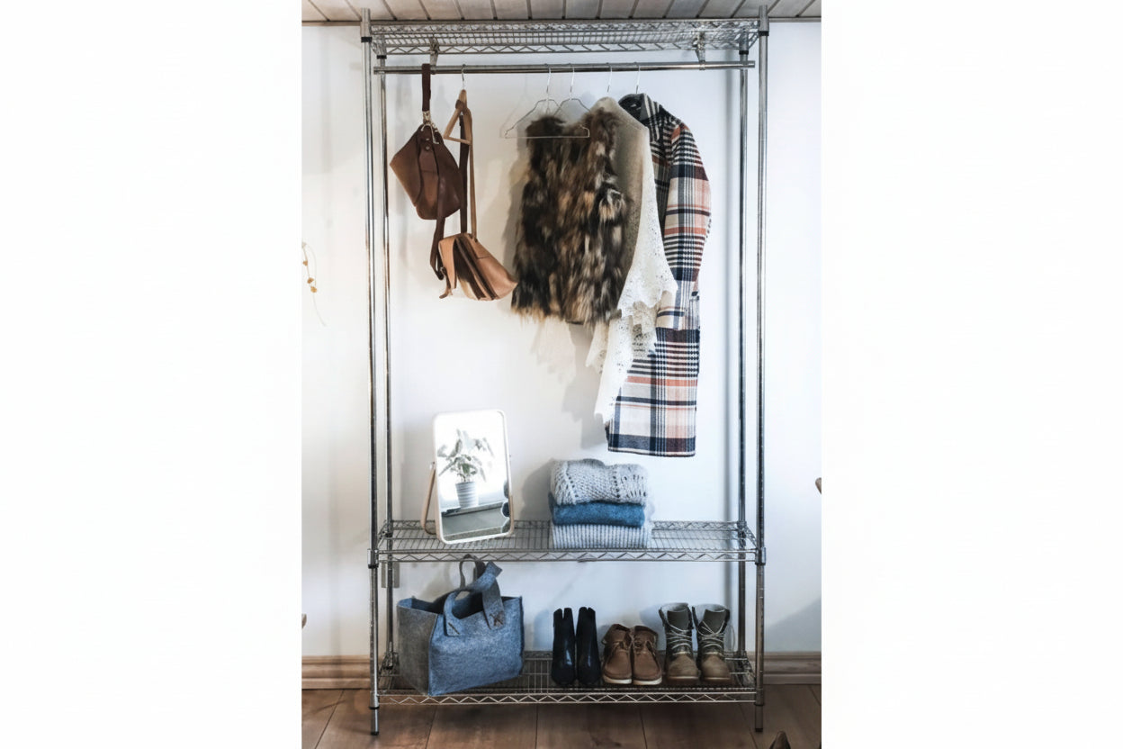 Kleiderschrankregal - TUBO (B 122 x T 36 x H 220 cm) - Chrom