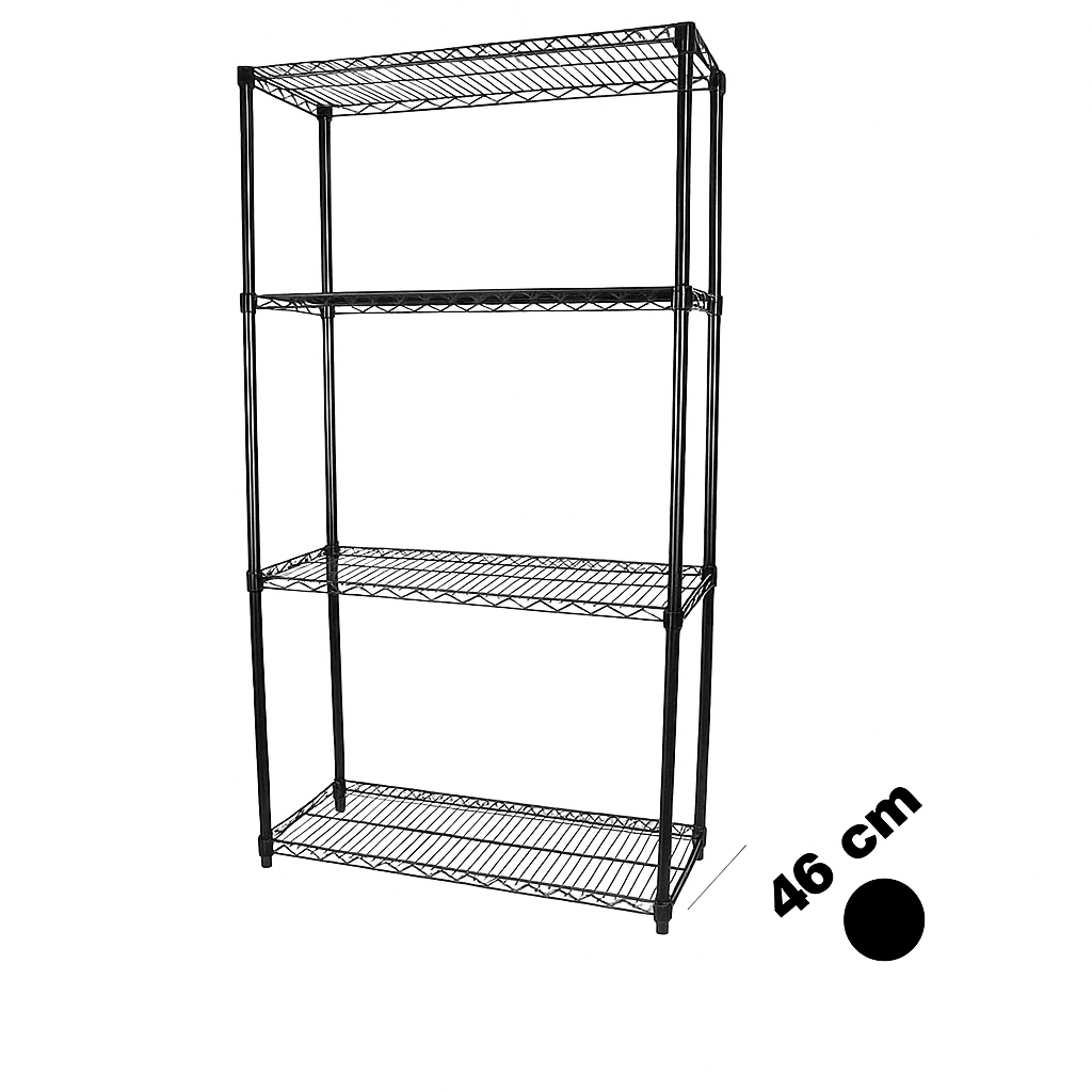 Bücherregal – TUBO (B 122 x T 46 x H 220 cm) – Schwarz, leicht glänzend