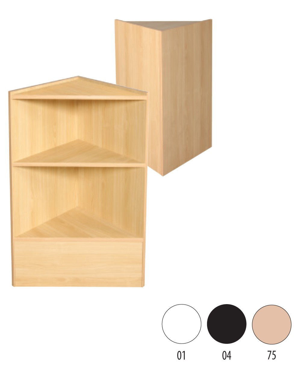 Slimline Theke, Eckmodul, inkl. 1 Ablage, Ahorn, T46 x B46 x H96 cm.