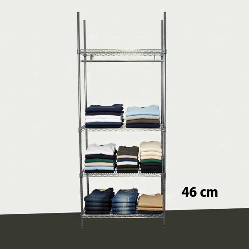 Kleiderschrankregal - TUBO (B 91 x T 46 x H 220 cm) - Chrom