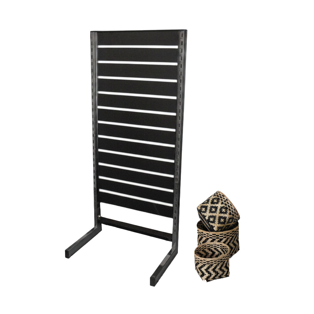 Gondelbox, einseitig, Standardpaneel schwarz. B 67 x T 40,5 x H 147 cm