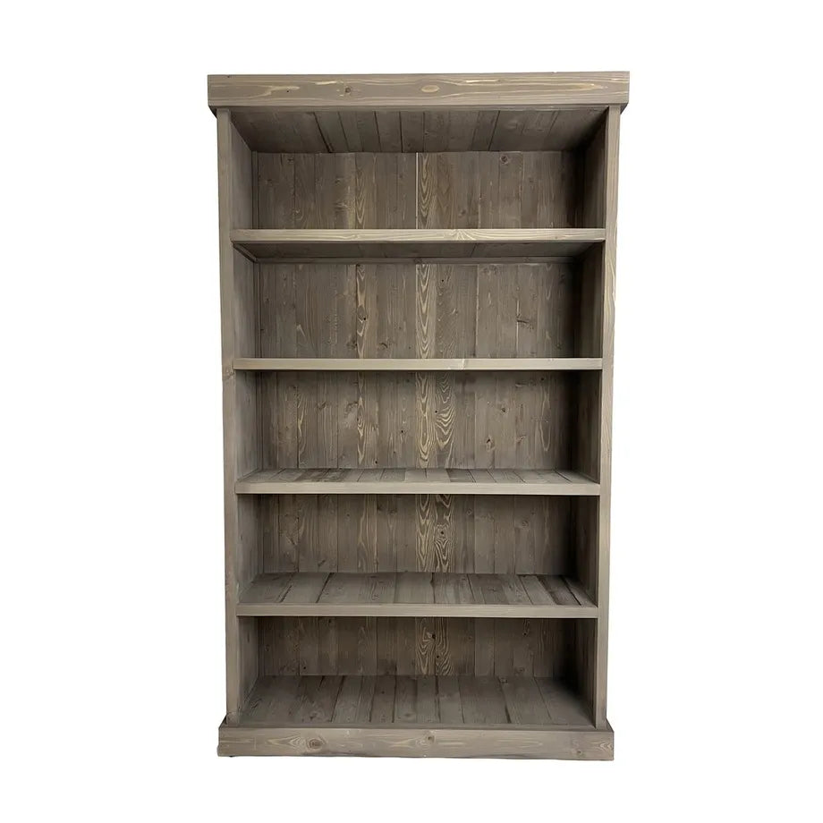 Grauholz-Bücherregal mit 5 Regalböden. Höhe: 200 cm