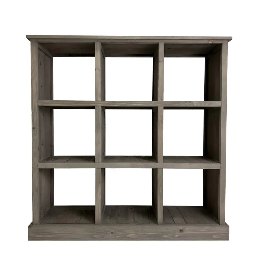 Grauholz, offenes Regal mit 9 Fächern. Höhe 110 cm