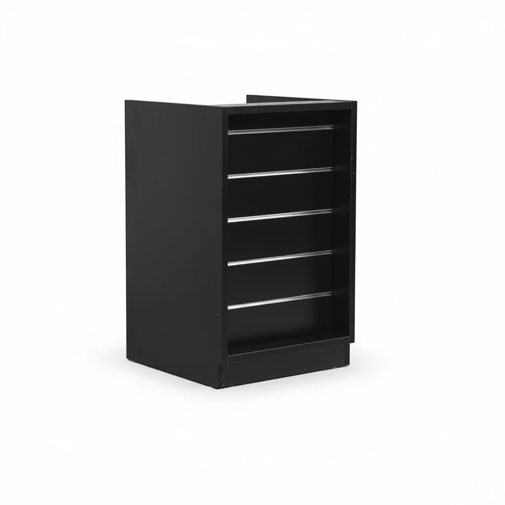 MADS Ladentheke schmal, schwarz B 60 - Lamellenwand Front