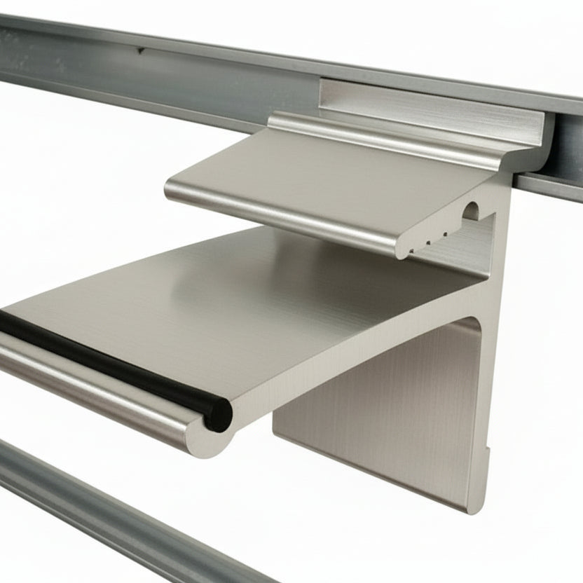 Glasregalhalterung für Nutplatte. 1 Set.