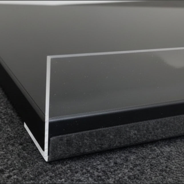 Melaminregal, schwarz, schräg, mit verchromter Vorderkante, 61 x 37 cm