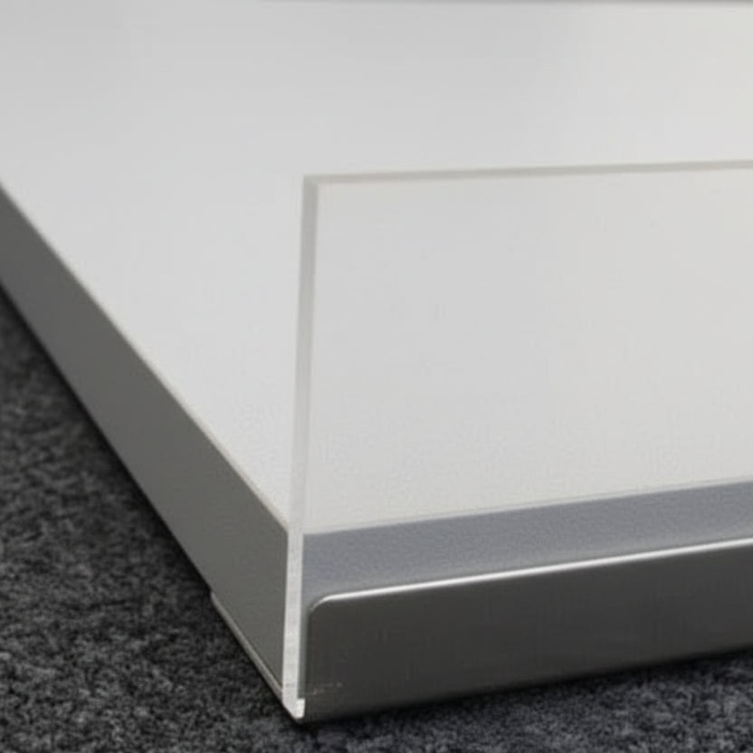 Melaminregal, grau, schräg, mit verchromter Vorderkante, 91 x 37 cm