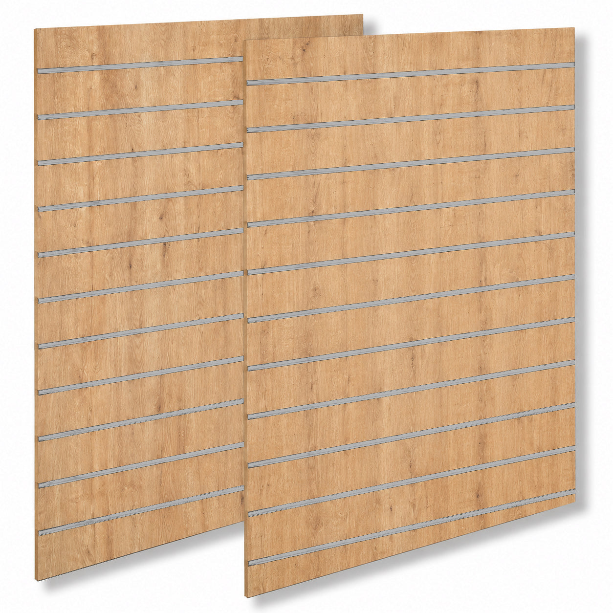 Lamellenwand - Standard (120 x 240 cm) - Eichenoptik mit Alu-Leisten