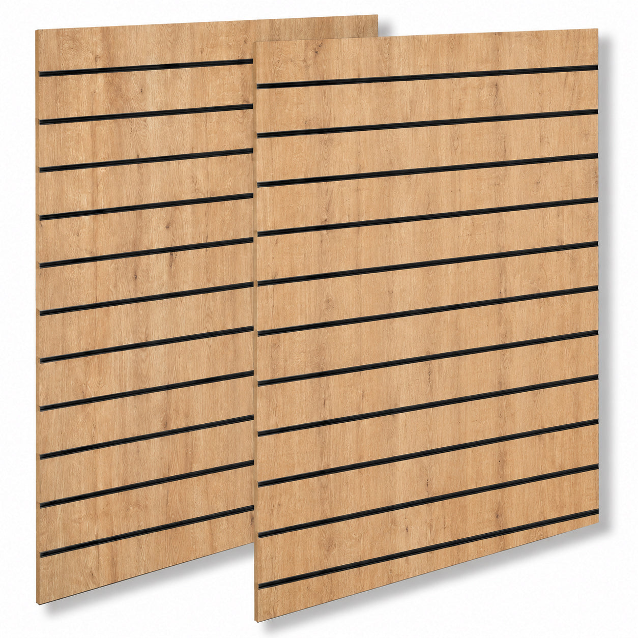 Lamellenwand - Standard ( 120 x 240 cm.) - Eichen-Look Aluleisten in schwarz