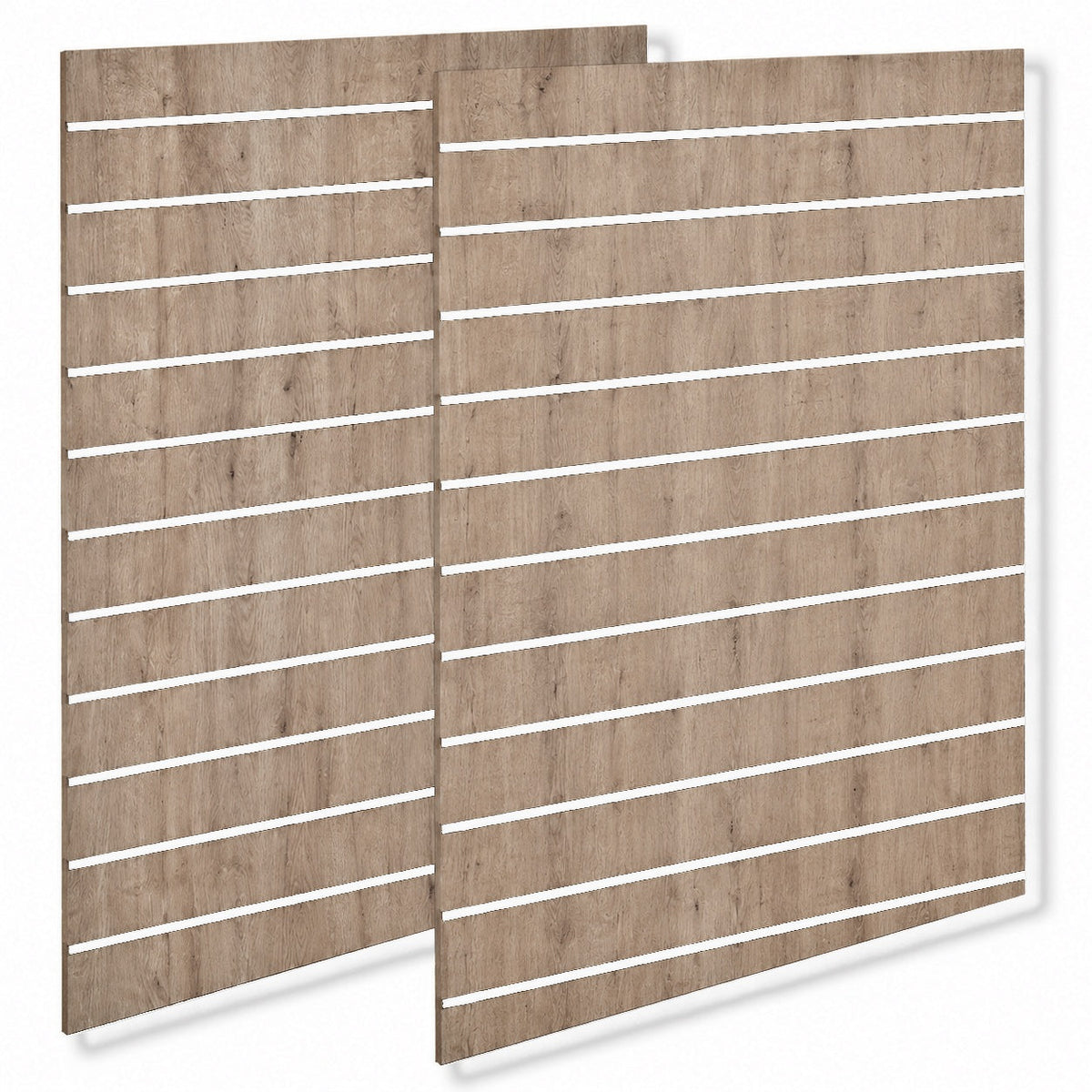 Rillepanel 120 x 240 cm i Eg-Look (72) med hvide plastlister – varenr. 9700-72-01P