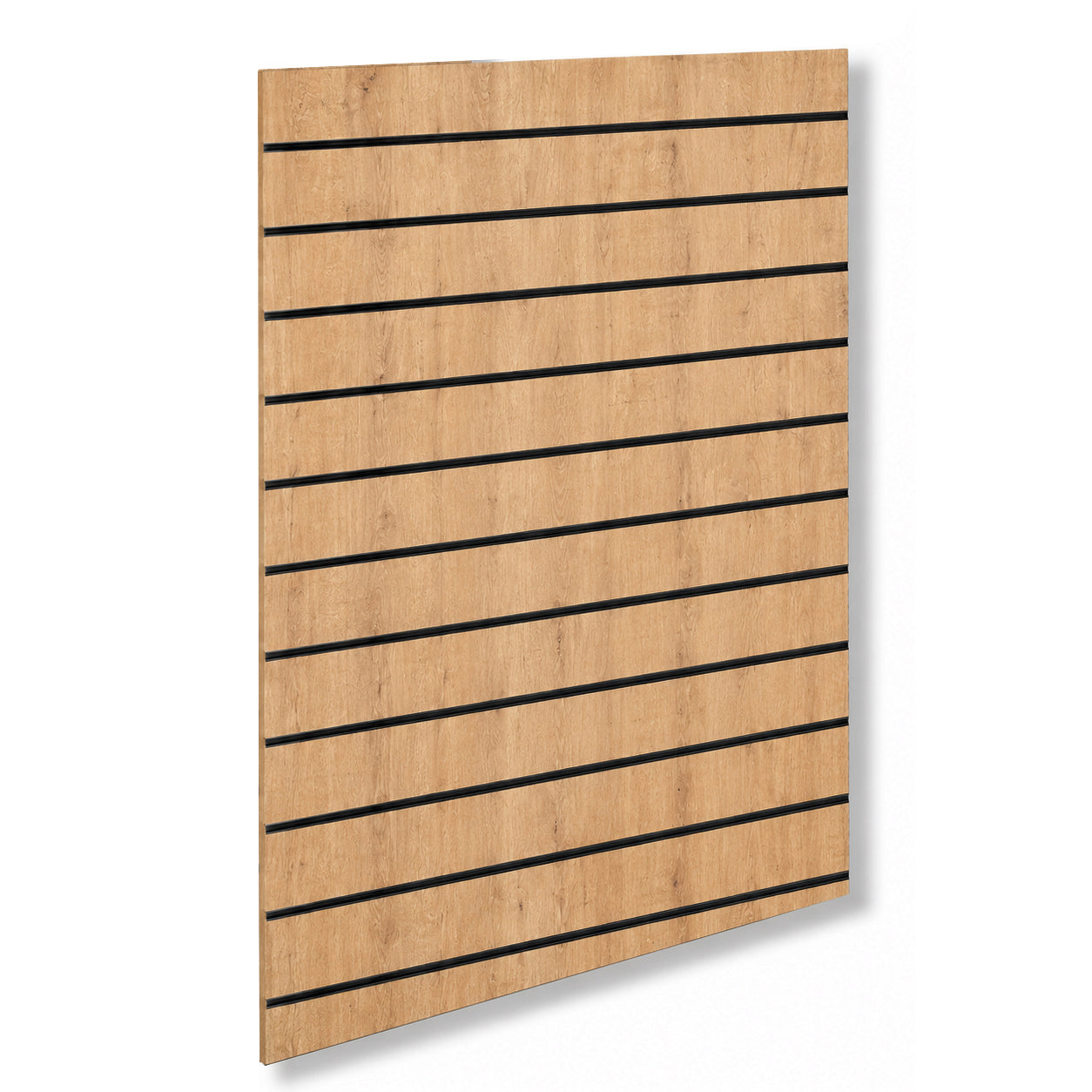 Lamellenwand - Standard ( 120 x 120 cm.) - Eichenoptik mit schwarzen Kunststoffleisten