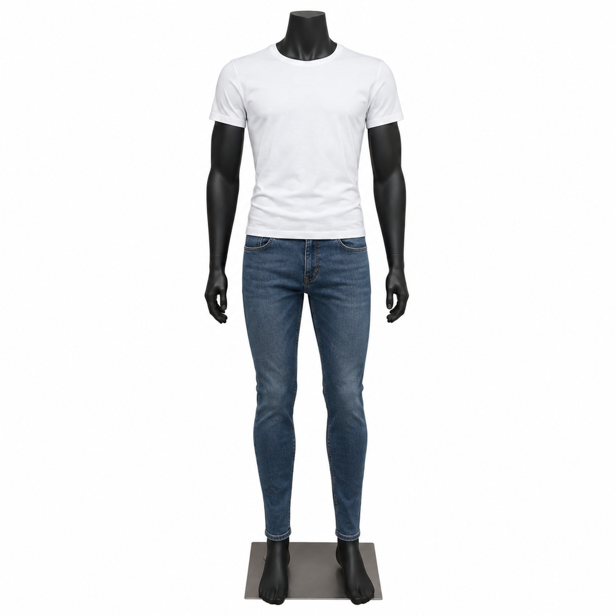 Herrenmannequin, Modell C, mit geraden Armen und flexibler Kopfhalterung, schwarz. Standard