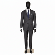 Standard-Männermannequin C, mit geraden Armen, gesichtslosem Kopf und Fußplatte aus gebürstetem Satinmetall, schwarz