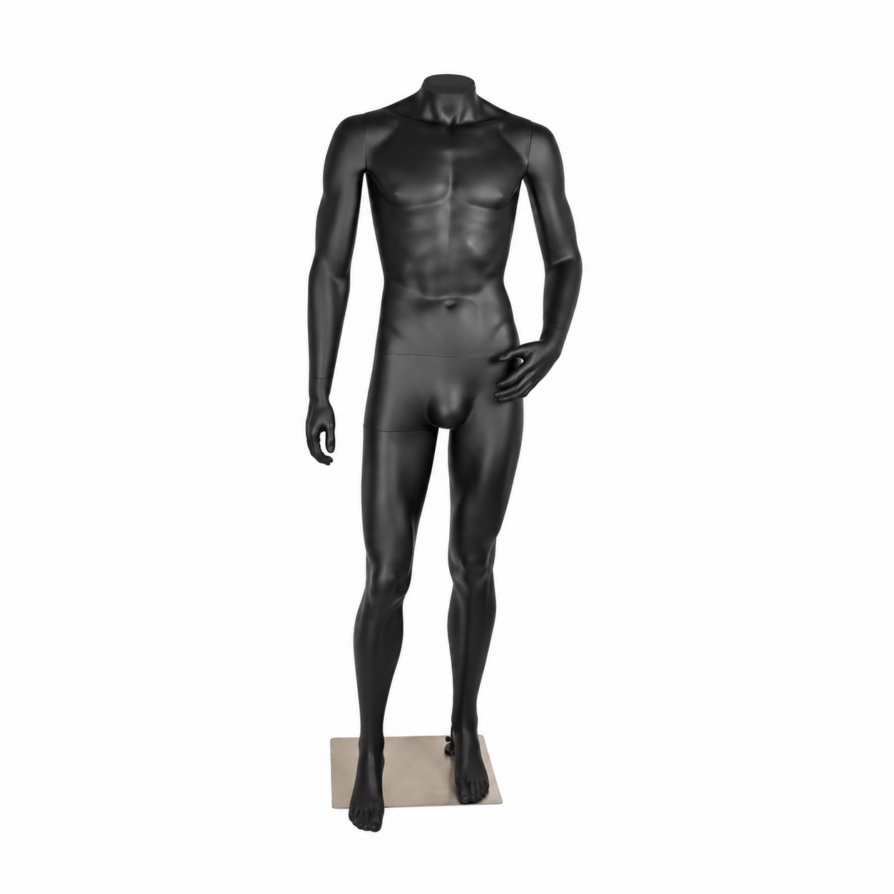 Herrenmannequin, Modell D mit gebogenem Arm und flexibler Kopfhalterung, schwarz. Standard