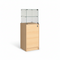 Schmale Vitrine mit Unterschrank. Abschließbare Vitrine und Unterschrank, Ahorn, B 46 x T 46 x H 148 cm