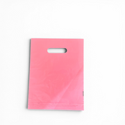 Plastiktüte, klein, rosa, 100er-Packung, 35 Mikron, B 25 x T/B 6 x H 30 cm, verstärkte Griffe
