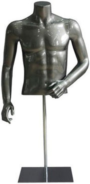 Herre torso bordmodel i højglans grå med nister