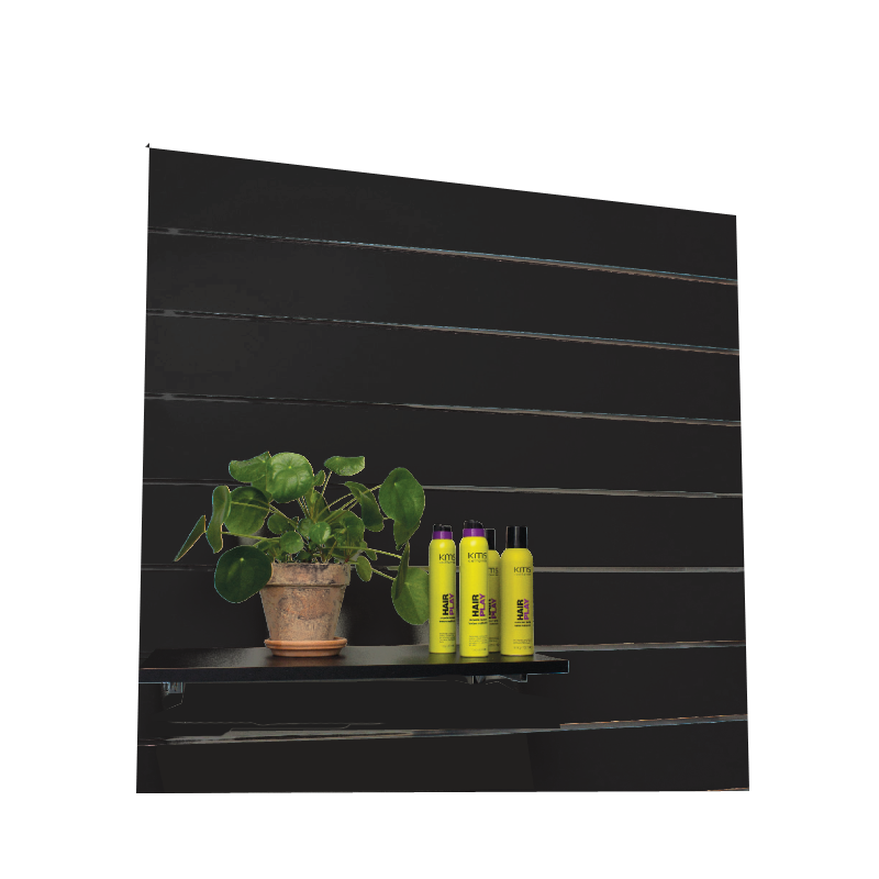 Nutleiste – Boxel (120 x 120 cm) mit Leisten – Schwarz. 15 cm – 7 Nuten. Nuten auf jeder Seite.