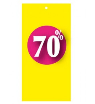 30%-Rabattetikett in Etikettenform für Etikettierpistole. Gelb