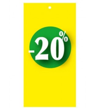 30%-Rabattetikett in Etikettenform für Etikettierpistole. Gelb