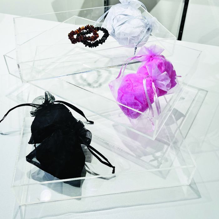 Tabletts - Acrylboxen, 3er-Set.