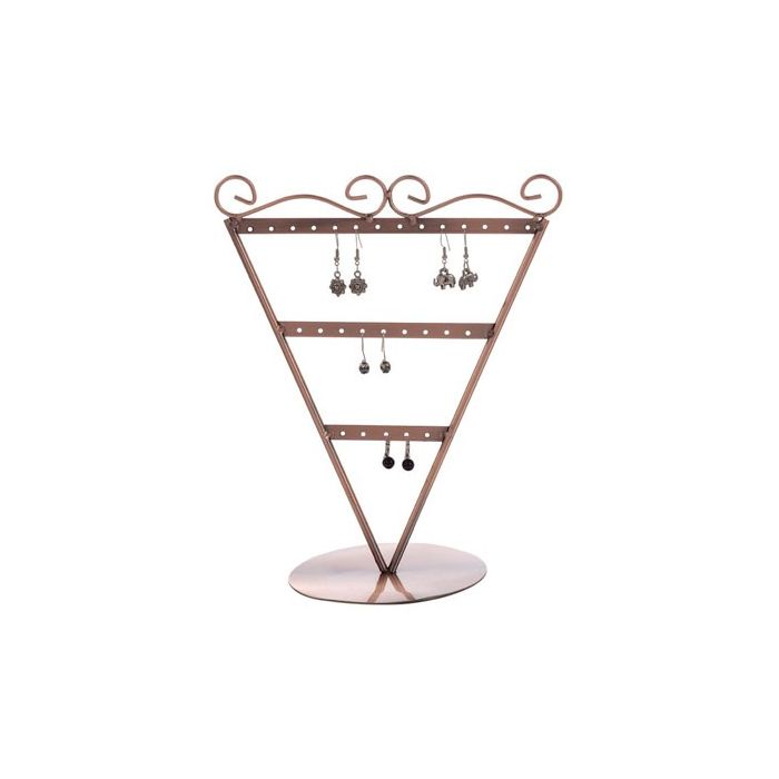 Ohrringständer in V-Form. Kupfer. Höhe 23 cm. Für 13 Paar Ohrringe.
