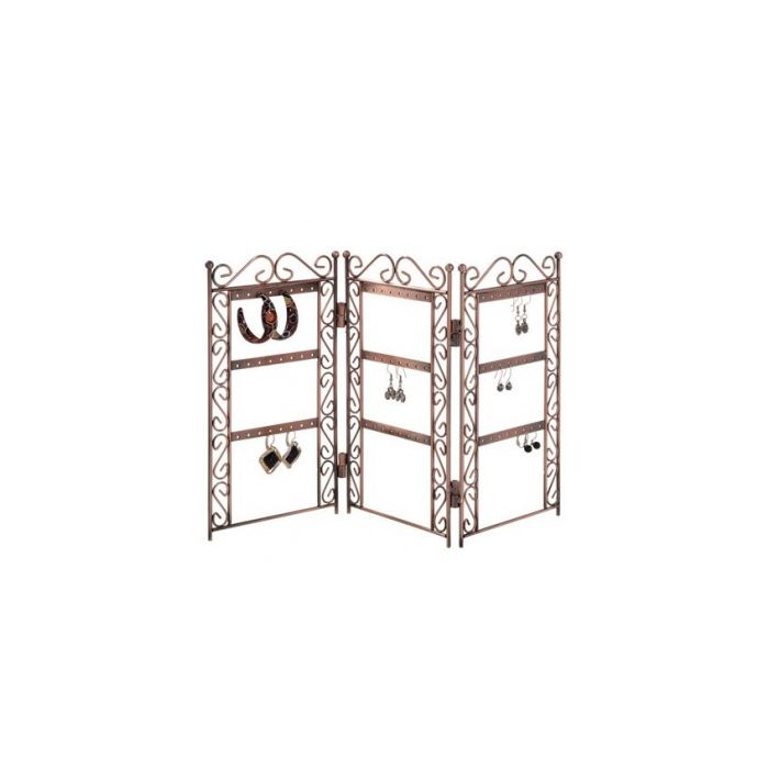 Ohrringdisplay. Klappwand. Kupfer. 26 x 45 cm (H). Für bis zu 36 Paar Ohrringe.