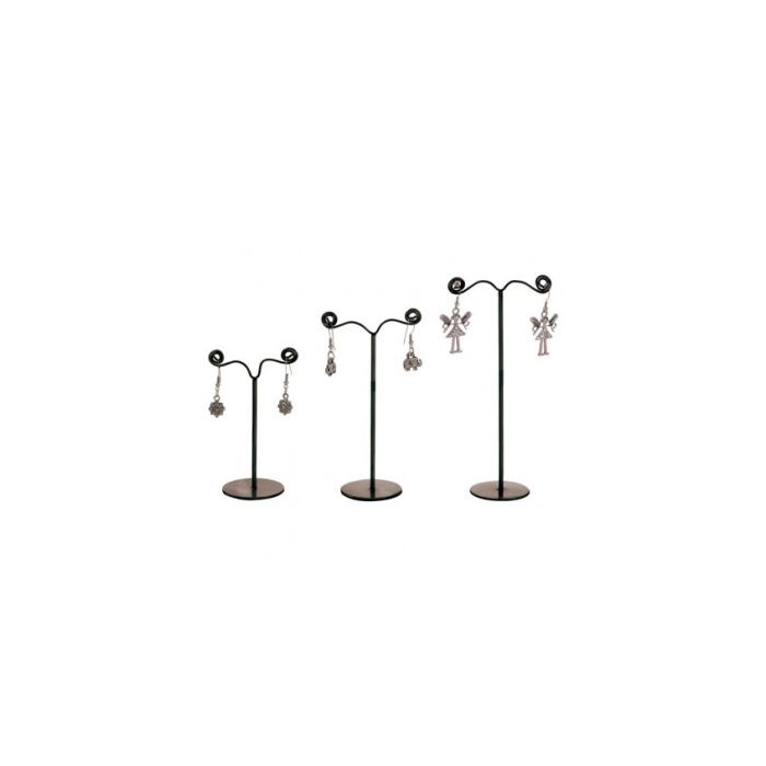 Ohrringdisplay (3er-Set), schwarz. Höhe 11, 9 und 7 cm.