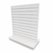 Gondel, beidseitig, weiß, B124 x T61 x H132 cm. Lamellenwand-Abstand 10 cm. Inkl. Rollen