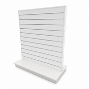 Gondel, beidseitig, weiß, B124 x T61 x H132 cm. Lamellenwand-Abstand 10 cm. Inkl. Rollen