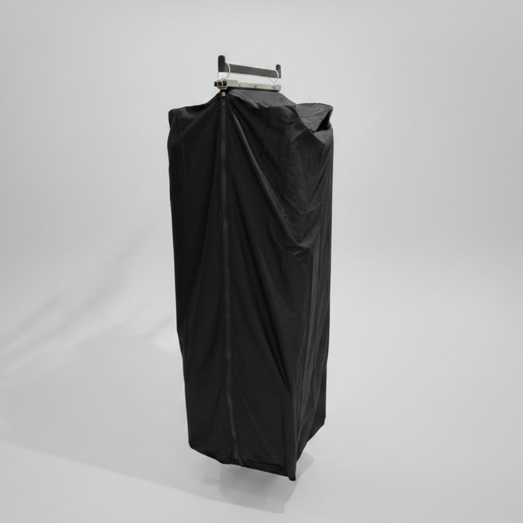 Kollektionspose, med kuffertlukning og håndtag, bomuld, sort, B46 x D 36 x H120 cm. med strop.