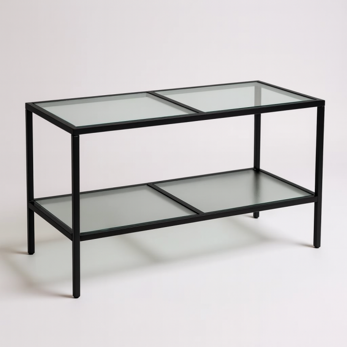 Luton, Tisch, mit mattierter Glasplatte, schwarz, 160 x 80 x H 80 cm