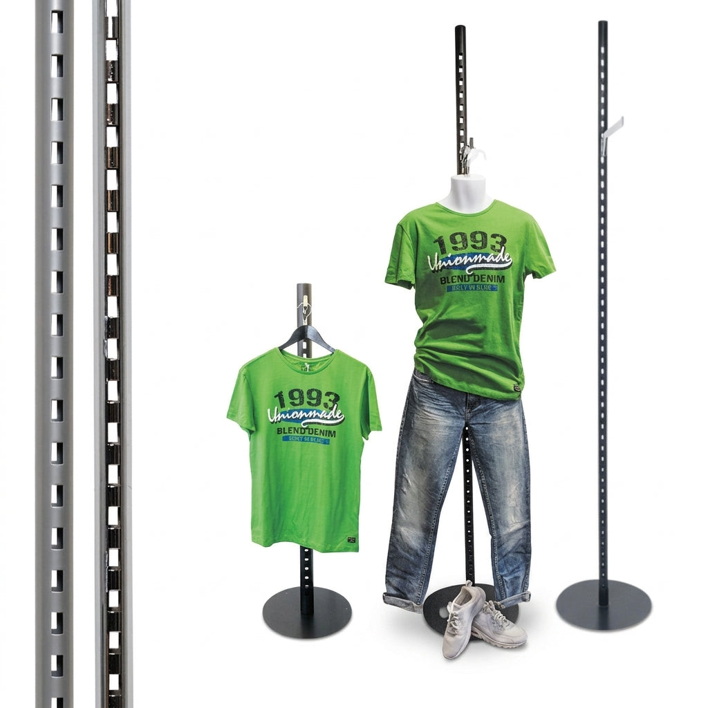 Schaufenster/Säulendisplay mit vorderem Scharnier. 60 mm, H 226 cm. Farbe wählbar.