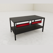 Packtisch auf Rollen mit schwarzen Tischplatten, 160 x 80 x H80 cm, inkl. 2 Papierabroller