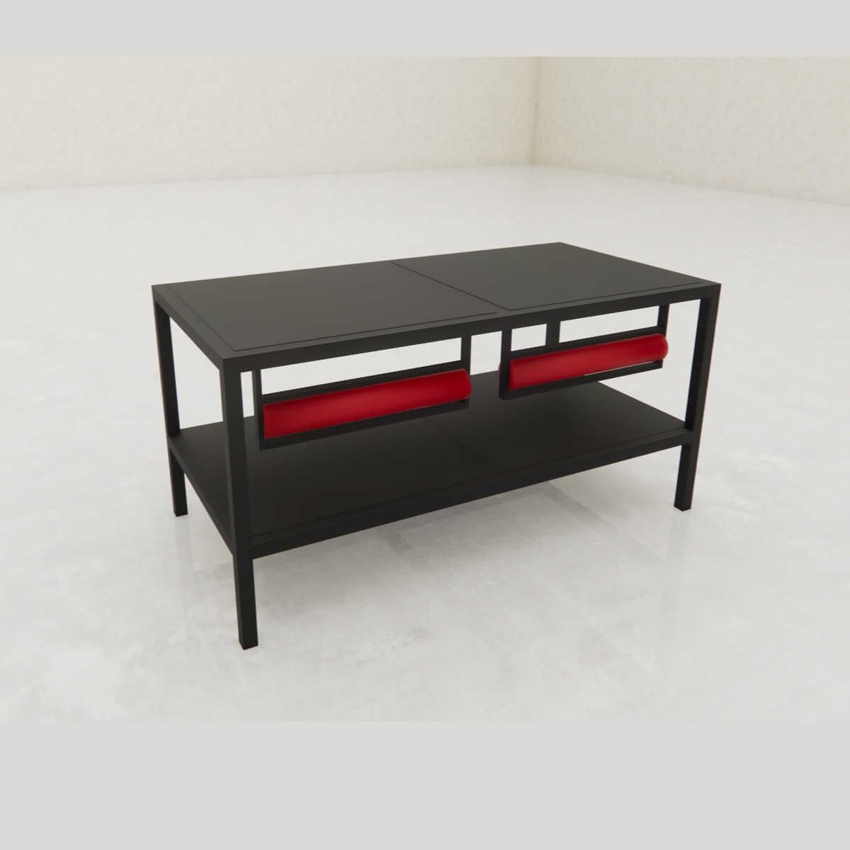 Packtisch auf Rollen mit schwarzen Tischplatten, 160 x 80 x H80 cm, inkl. 2 Papierabroller