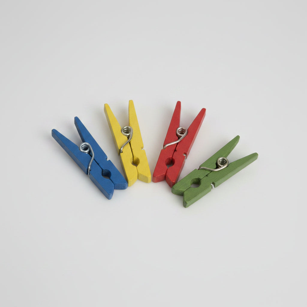 Dekorative Clips. 100 Stück. 2,5 x 0,3 cm. Verschiedene Farben.
