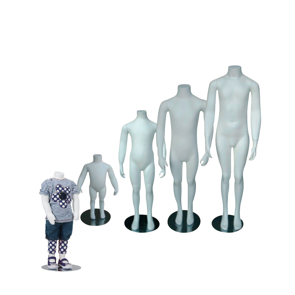 Kindermannequin In Creme – Drehbar Mit Metallsockel, Ganzkörper, Stehend, Für Schaufenster