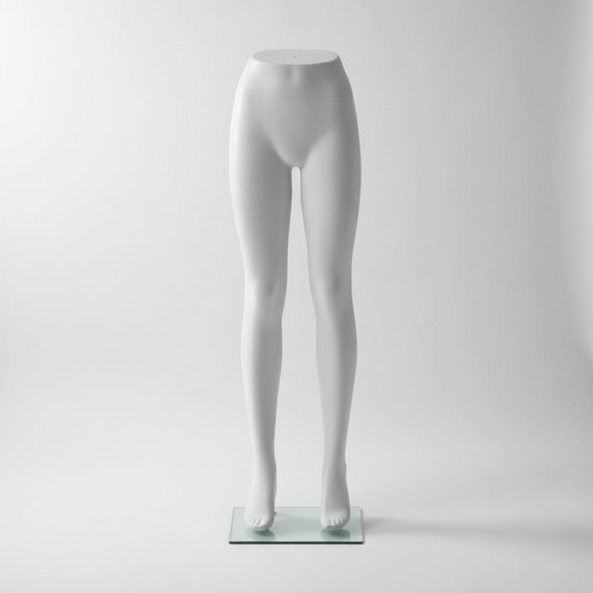 Hvid dame mannequin underdel med lige ben og fodplade