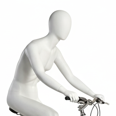 Sportliche Schaufensterpuppe, Radfahrer – weiß