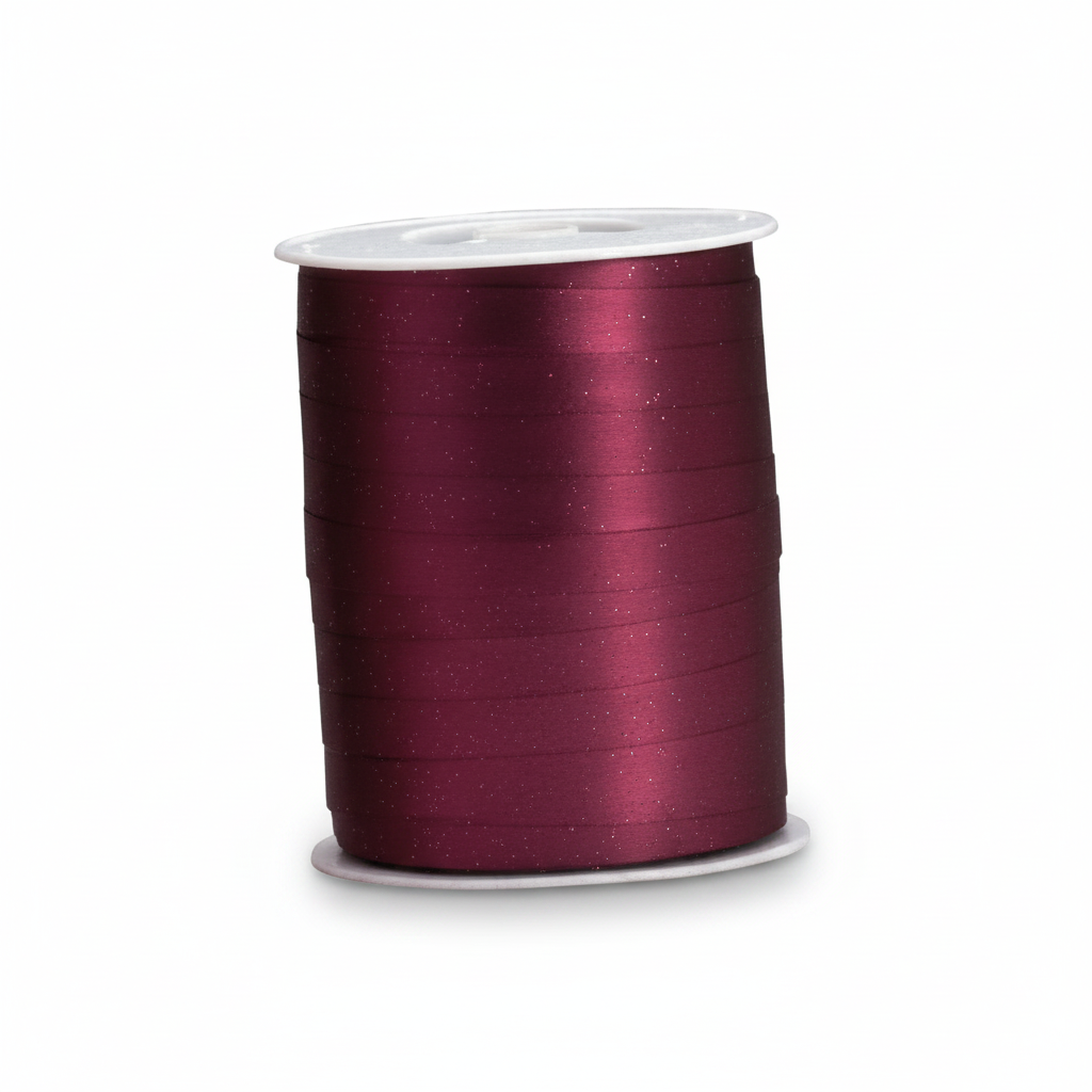 Geschenkband, mattes Metall Bordeaux, 10 mm, Rolle mit 250 m