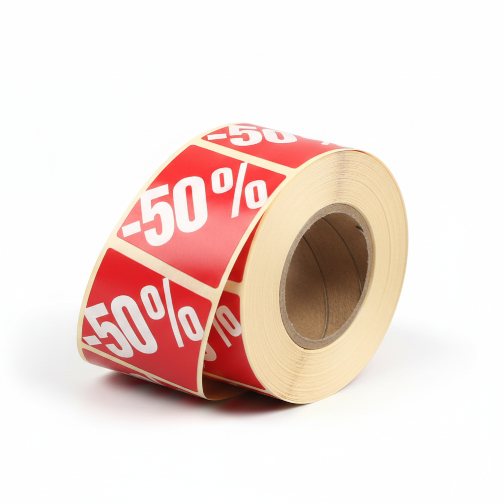 Rote Etiketten m/ Prozent - 500 Stk. -50%