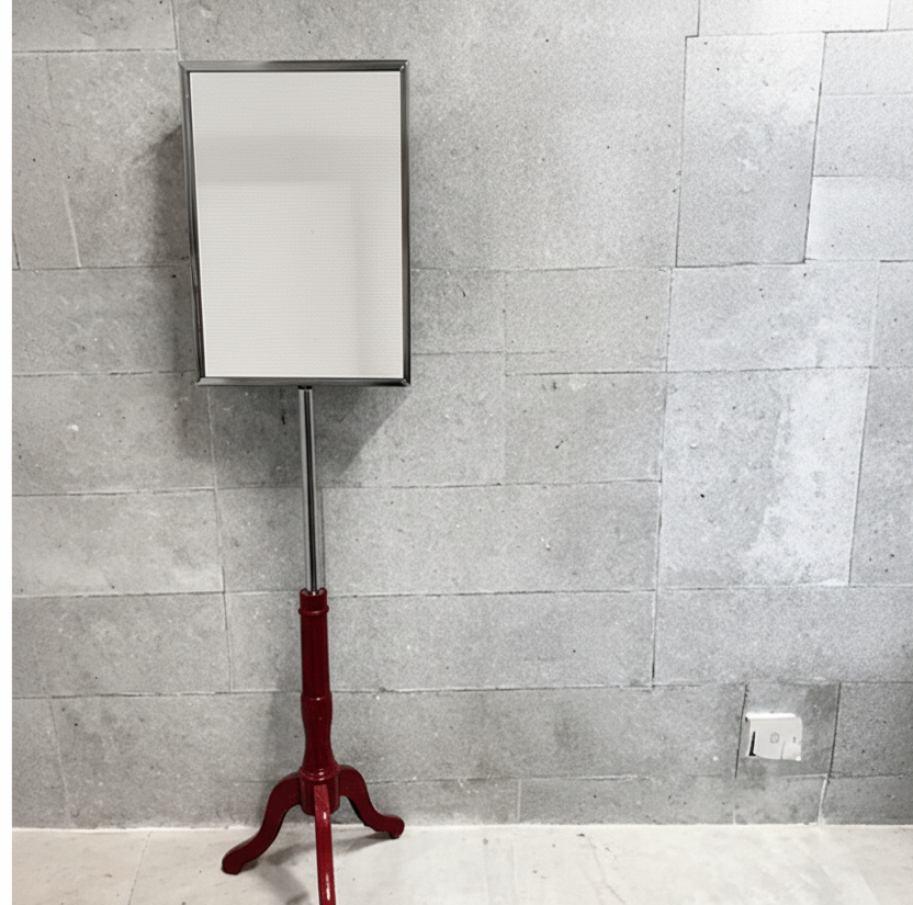 Französischer Schildfuß aus Mahagoni. A3-Rahmen. Farbe des Schildrahmens wählbar.