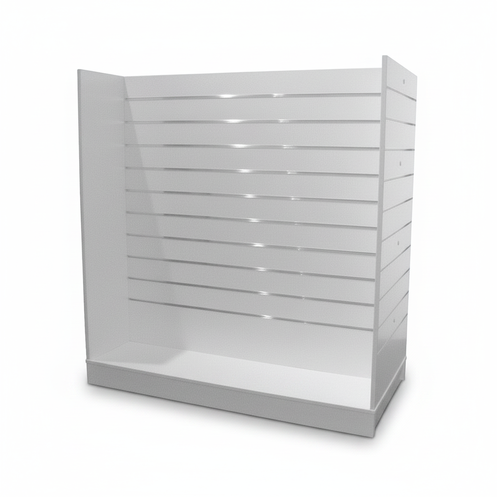 H-Gondel, weiß, mit 10 cm Nutabstand, 124,6 x 60 x H 132 cm inklusive Räder