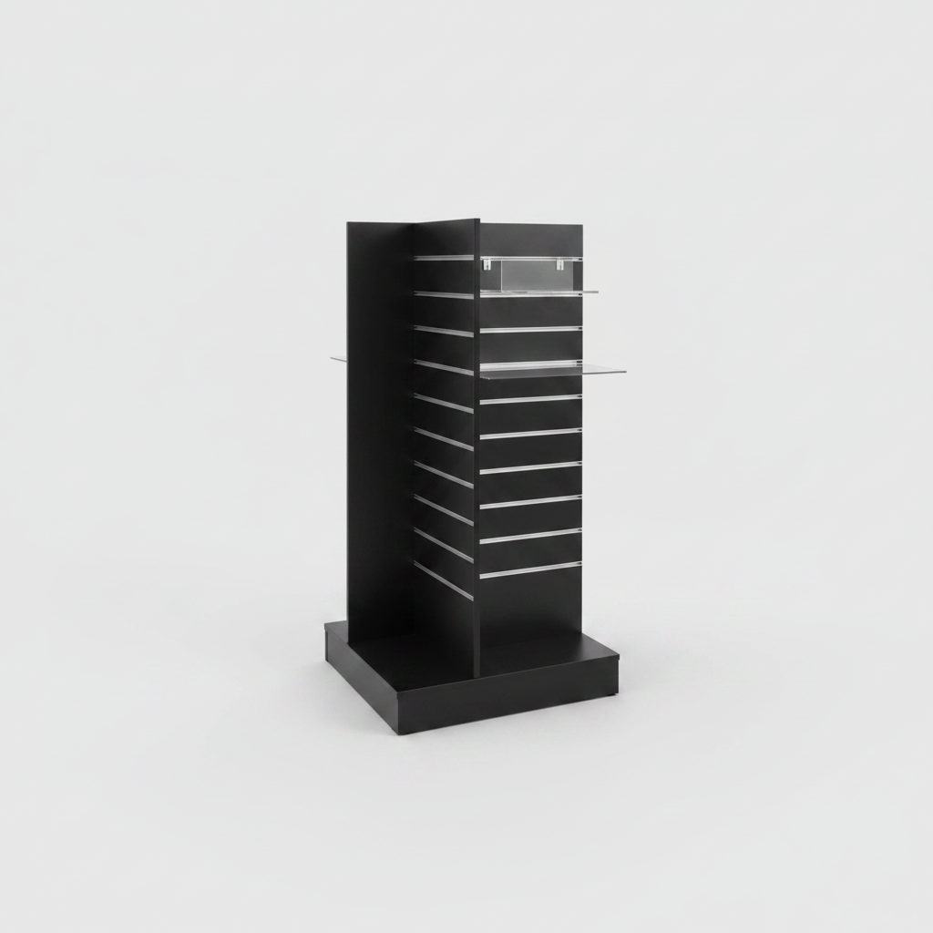 Stern-Gondel - 60 x 60 xH135 cm. schwarz. Lamellenwand. DEMO