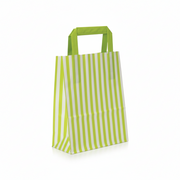 Papiertüte, gestreift, Limettengrün, B 18 x T/SF 8 x H 22 cm, Packung mit 50 Stk., 80 Gramm