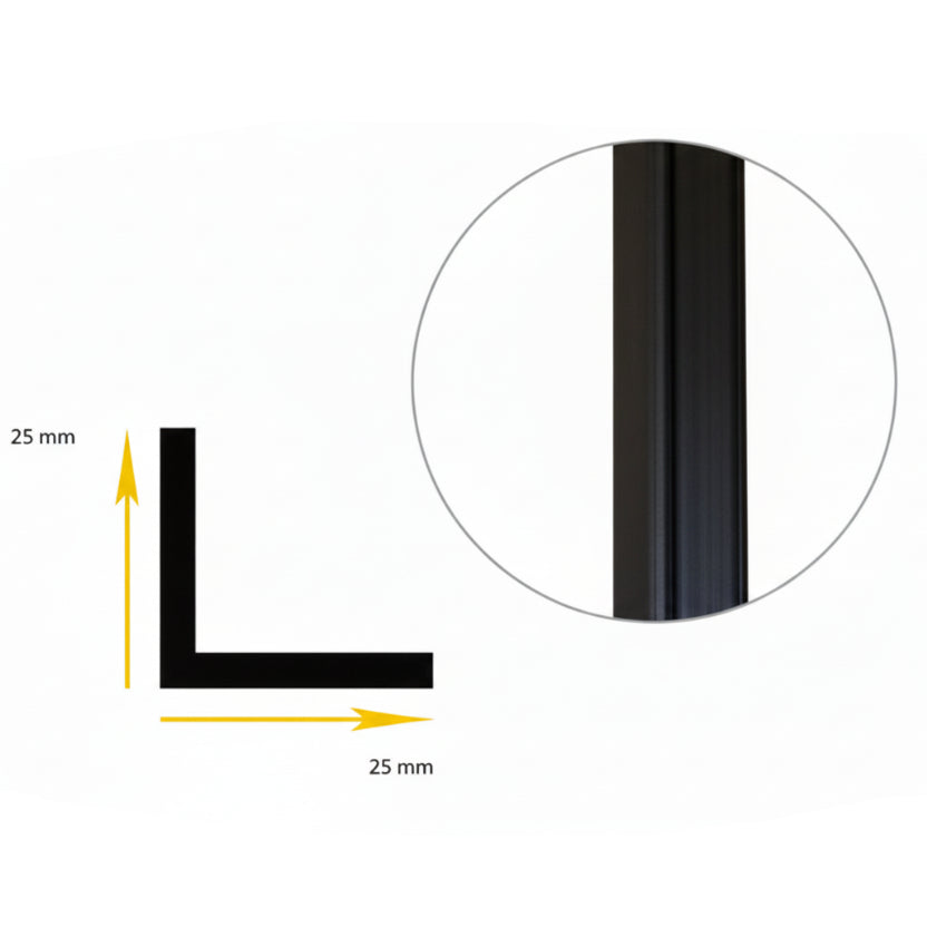 Eckleiste, schwarz, 25 x 25 mm, L 240 cm